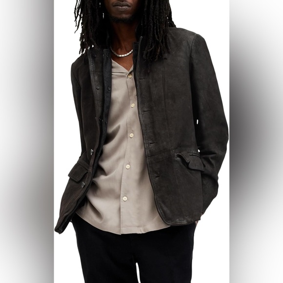 All Saints Other - All Saints Survey Double Layer Suede Dark Gray Green Blazer Jacket | M